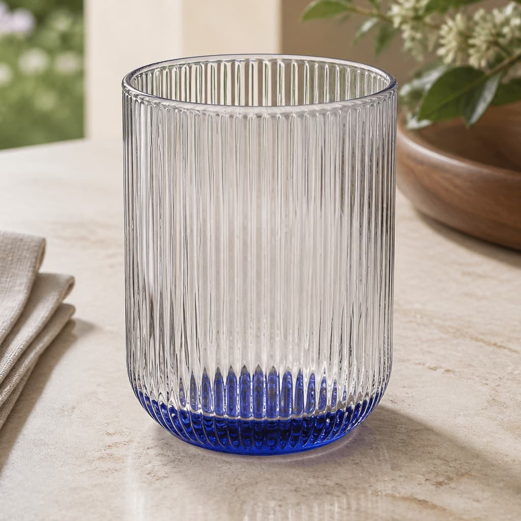 Cobalt Ribbed Water Tumbler