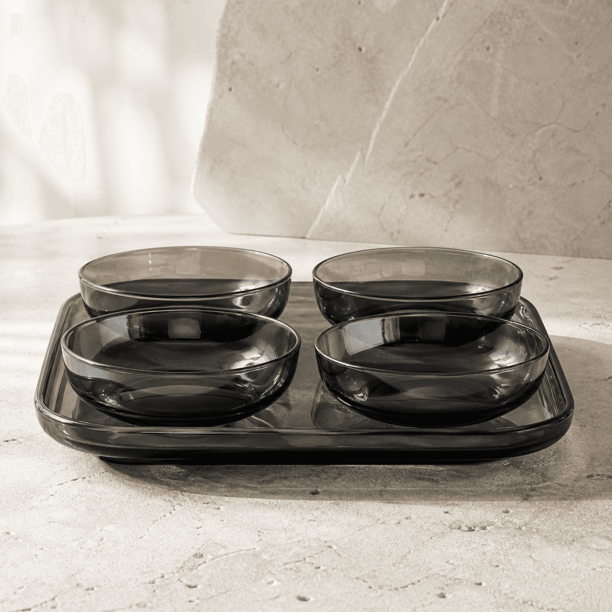 Smoked Glass Dessert Set