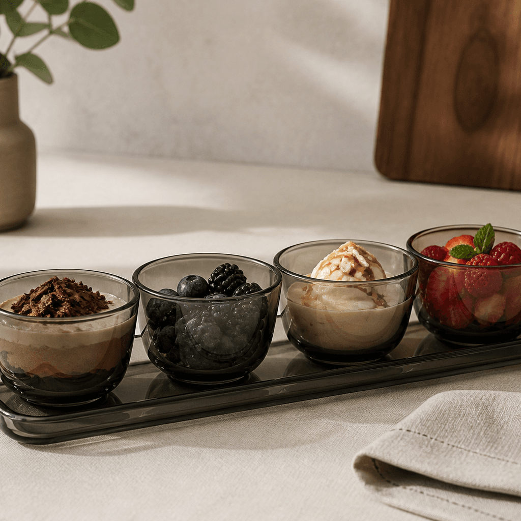 Smoked Glass Dessert Set